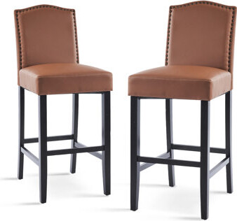 fengshu Of 2 Countertop - Pu Faux Leather, Reliable Rubberwood Legs, 300lbs Weight Limit, Fashionable Appearance For Kitchen Counter Height Pair Leather Padde