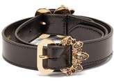 Thumbnail for your product : Erdem Crystal Embellished Double Buckle Leather Belt - Womens - Black