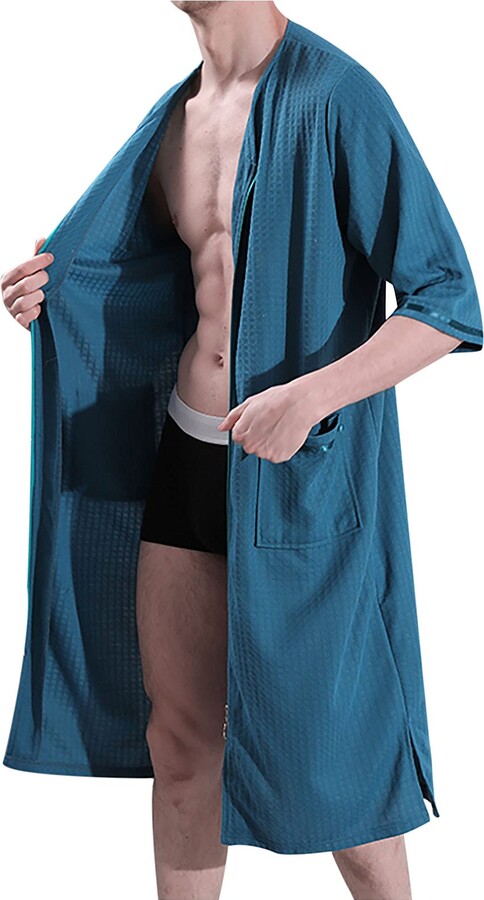 HXZH Towelling Bath Robe for Unisex Women Men Unisex Dressing Gown