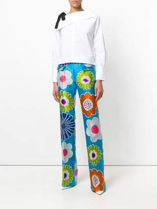 Talbot Runhof floral pleated trousers
