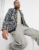 Thumbnail for your product : Topman fleece jacket in gray animal print
