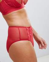 Thumbnail for your product : Wolfwhistle Wolf & Whistle sheer mesh high waisted brief in red