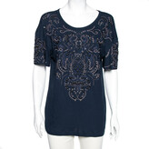 Navy Blue Cotton Beaded and 