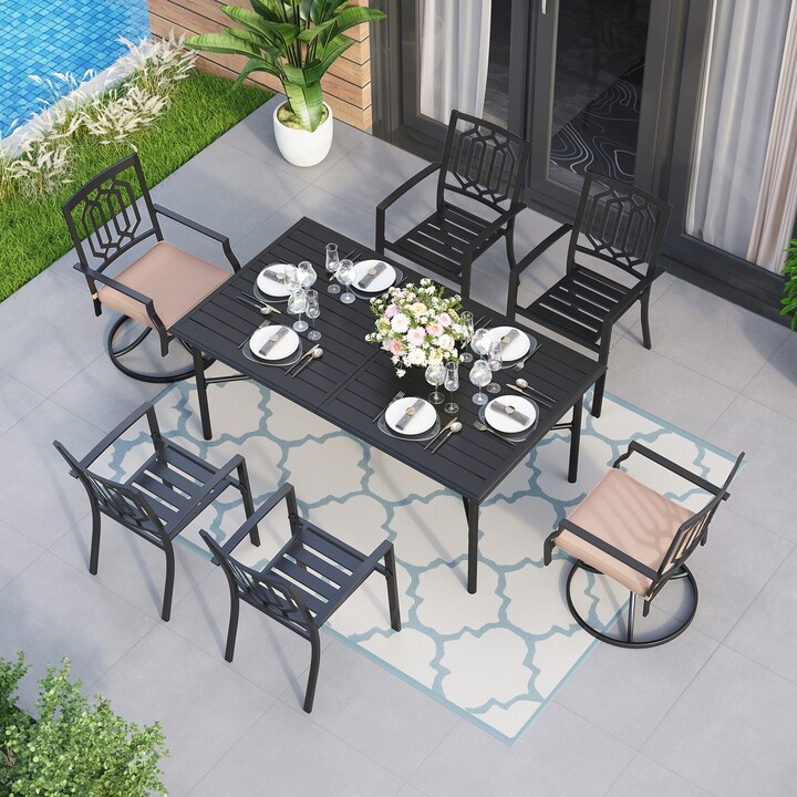 Cocam Outdoor Furniture Patio Table Chair Set, 4 x Patio Dining Chairs