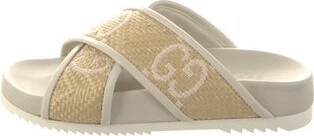 Gucci Double G Logo Raffia Slides