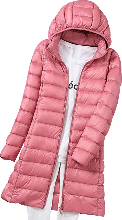 ladies pink puffer coat