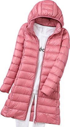Peuignao Lightweight Down Jacket Women Packable Ladies Puffer Jacket Long Puffer  Coats for Women Puffa Jackets with Hood Oversized Longline Waterproof Womens  Down Feather Coat Quilted Padded Jackets Pink M - ShopStyle