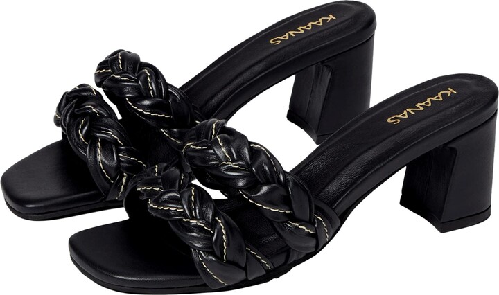Kaanas Tartu Braided Heel with Contrast Stitching Black H00140R-001 Women's