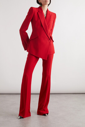 Alexander McQueen Asymmetric Crepe Blazer - Red - ShopStyle