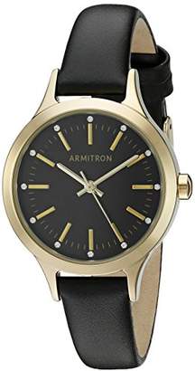 Swarovski Armitron Women's 75/5372BKGPBK Crystal Accented Gold-Tone and Black Leather Strap Watch