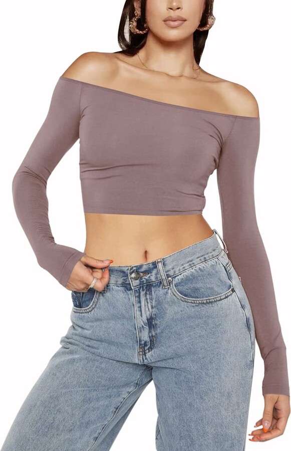 Beauace Women's Off The Shoulder Tops Long Sleeve Slim Fit