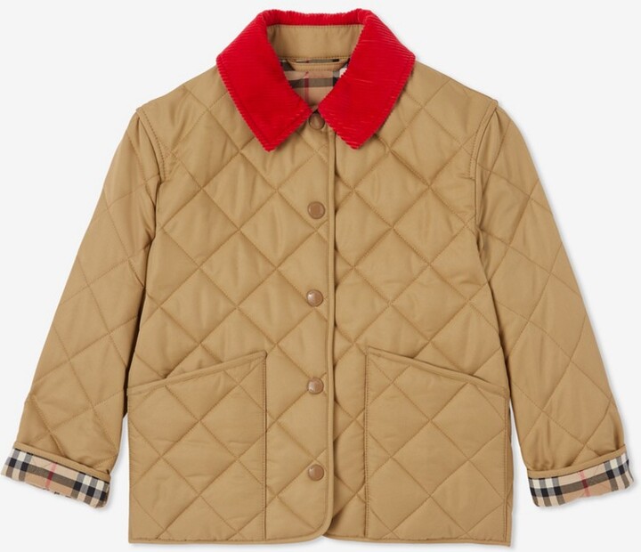 Burberry Childrens Corduroy Collar Diamond Quilted Jacket Size