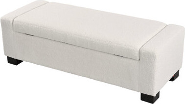 50" Ottoman Bench in Textured Boucle, Rectangular Design with Hinged Lid for Seating, Footrest, and Hidden Storage, Perfect for Living Room, Bedroom,