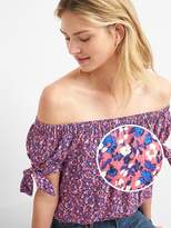 Thumbnail for your product : Floral Tie-Sleeve Off-Shoulder Top