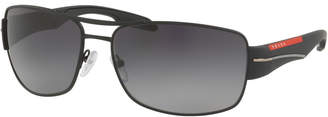 Prada Men's Gradient Polarized Rectangular Metal Sunglasses