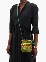 Thumbnail for your product : Loewe Fringes Small Woven-leather Bucket Bag - Yellow Multi