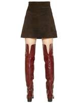 Thumbnail for your product : Chloé Suede Skirt W/ Quilted Leather Patches