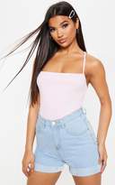Thumbnail for your product : PrettyLittleThing Baby Pink Rib Strappy Back Thong Bodysuit