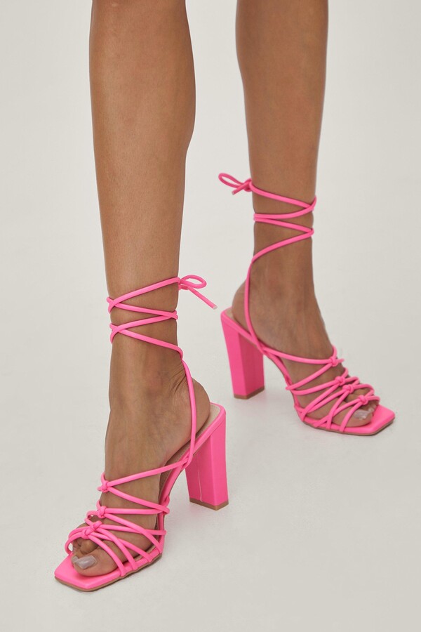 strappy pink heels
