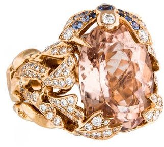Christian Dior 18K Morganite, Sapphire and Diamond Gourmande Ring