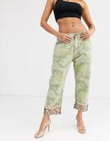 Thumbnail for your product : One Teaspoon bandits camo straight leg jean with Leopard detail