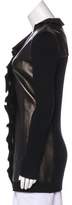 Thumbnail for your product : Valentino Leather-Paneled Ruffle Jacket w/ Tags