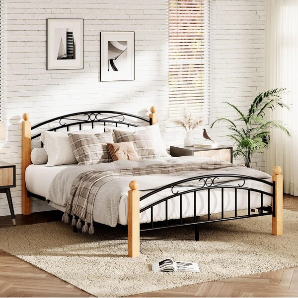 CouchetaFullSizeMetalBedFramewithHeadboard&Footboard,HeavyDutySteelSlats,UnderBedStorage,Sturdy&NoiseFree,NoBoxSpringNeeded