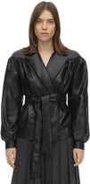 Thumbnail for your product : Ruffled Faux Leather Jacket W/ Belt