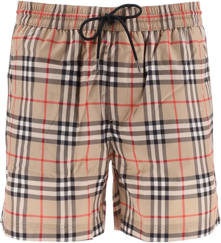 vintage check drawcord swim shorts