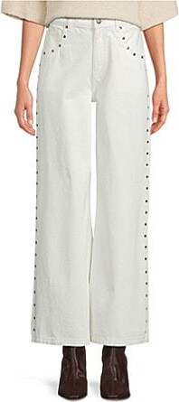 Gianni Bini Violet Studded Wide Leg Denim Jeans