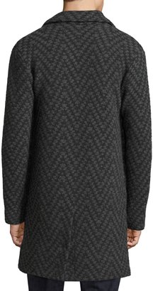 Etro Long Chevron Wool Cardigan Coat, Gray