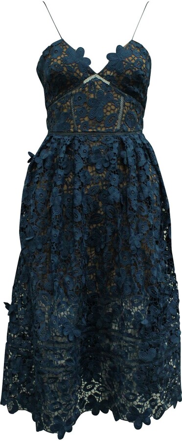 Self-Portrait Blue Lace Cocktail Dress