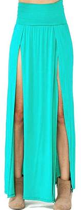 VIVICASTLE Women's Sexy High Waisted Double Slits Open Knit Long Maxi Skirt