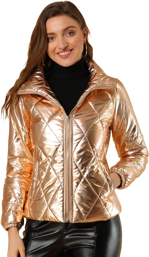 metallic gold bubble coat