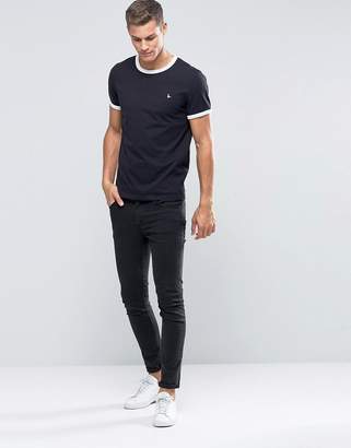 Jack Wills regular fit ringer t-shirt in black Exclusive at ASOS