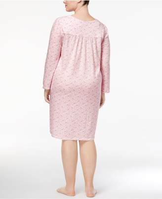 Miss Elaine Plus Size Knit Lace-Trim Nightgown