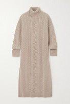 Thumbnail for your product : Polo Ralph Lauren Cable-knit Wool-blend Turtleneck Midi Dress - Neutrals