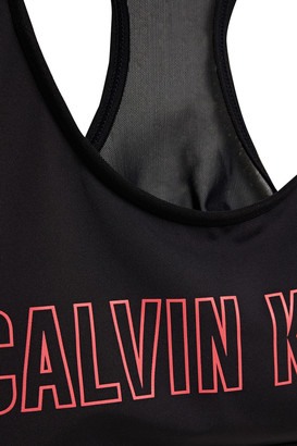 Calvin Klein Performance Mesh-paneled Printed Stretch Sports Bra