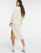 Thumbnail for your product : ASOS DESIGN crew neck midi dress with volume sleeve