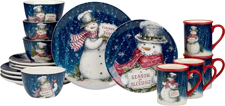 Certified International Snowman Greetings 16pc Dinnerware Set