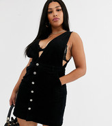black suede overall dress
