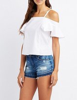 Thumbnail for your product : Charlotte Russe Cold Shoulder Ruffle Sleeve Top