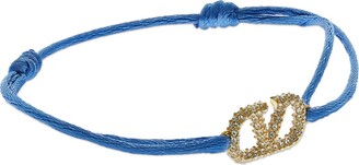 Valentino Garavani Crystal V Logo Slim Adjustable Bracelet