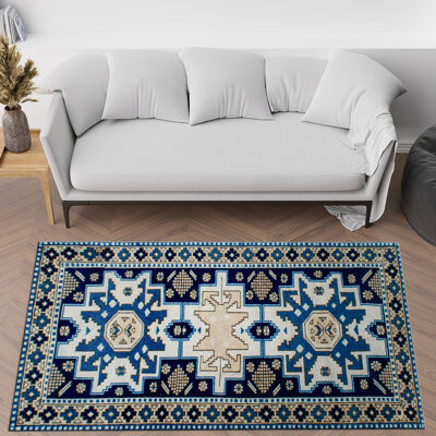 Hokku Designs Soft Pile Printed Rug with Intricate Eastern-Inspired Floral Design Ideal for Adding Unique Charm to Your Living Room or Dining Area