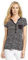 Thumbnail for your product : Westbound Batik Mixed-Media Splitback Henley