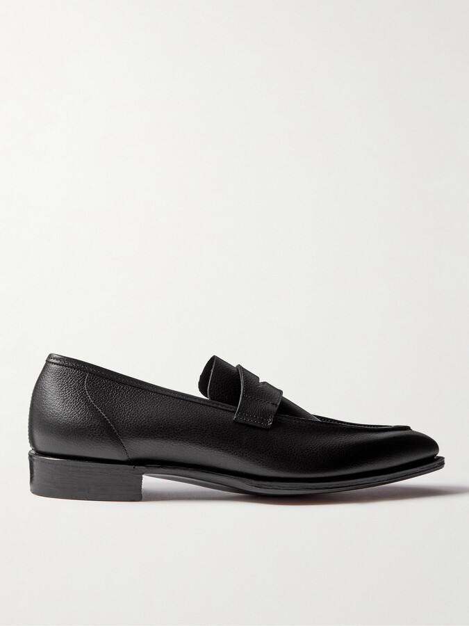 George Cleverley Bradley III Leather-Trimmed Pebble-Grain Suede Penny  Loafers ShopStyle
