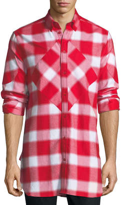 Givenchy Pieced Blurry Plaid Button-Front Shirt