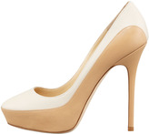 Thumbnail for your product : Jimmy Choo Sepia Kidskin-Napa Colorblock Platform Pump, Nude/White
