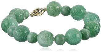 14k Yellow Gold Jade Carved Bead Strand Bracelet