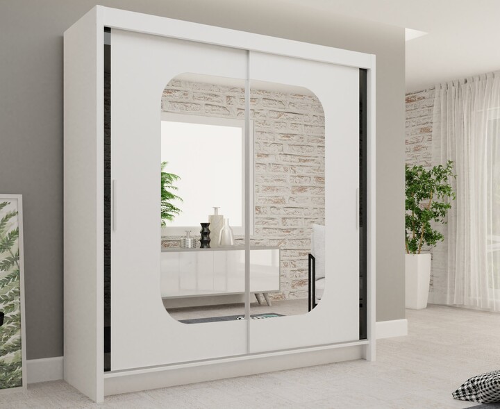 Manchester Modern Wooden Wardrobe Armoire with Mirror 47 Inch Wide